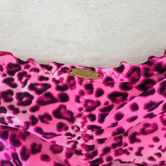Luli Fama Bikini Pink Leopard Bandeau Push Up Top Ruched Brazilian Bottom - Picture 6 of 10